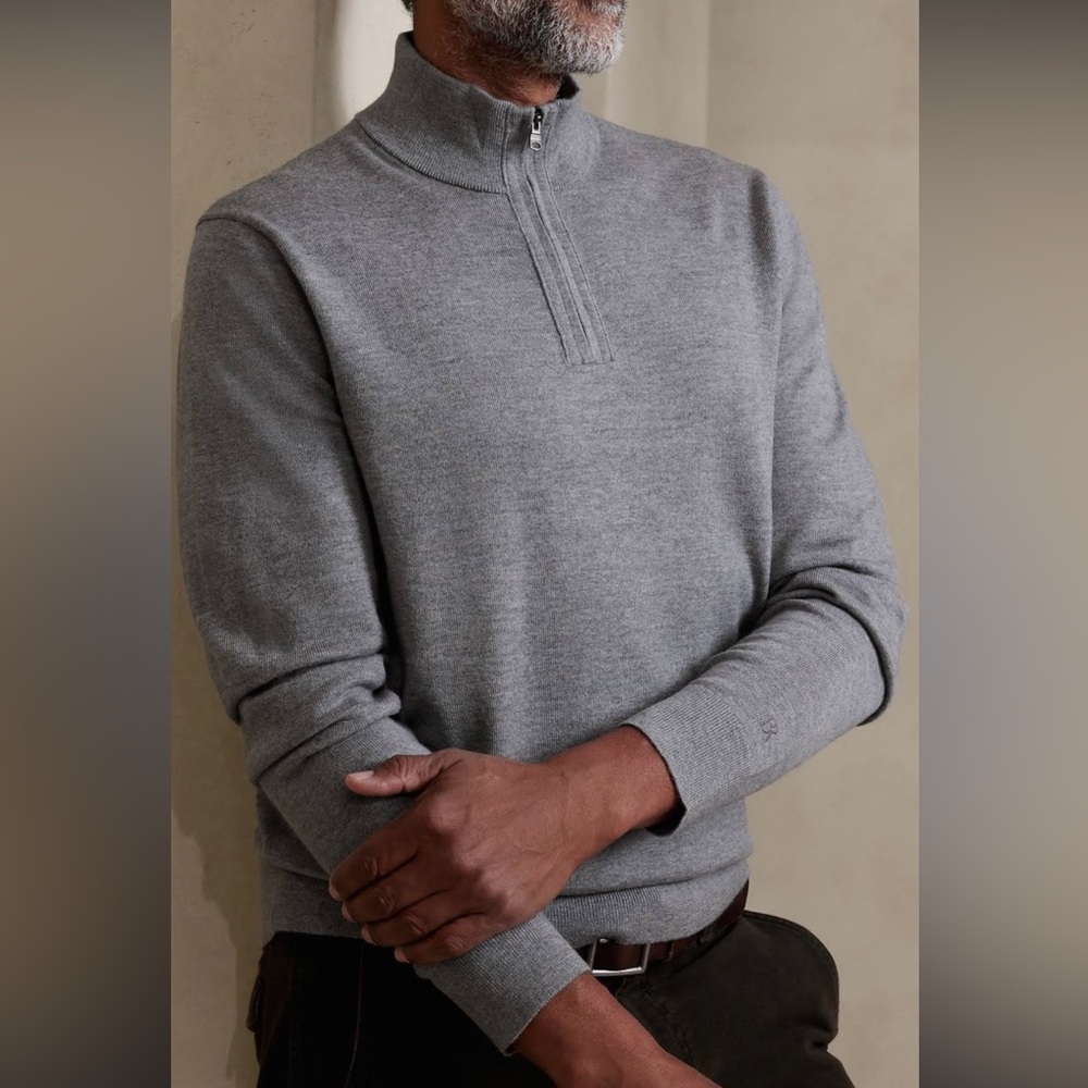 Banana Republic Grey Quarter Zip Sweater